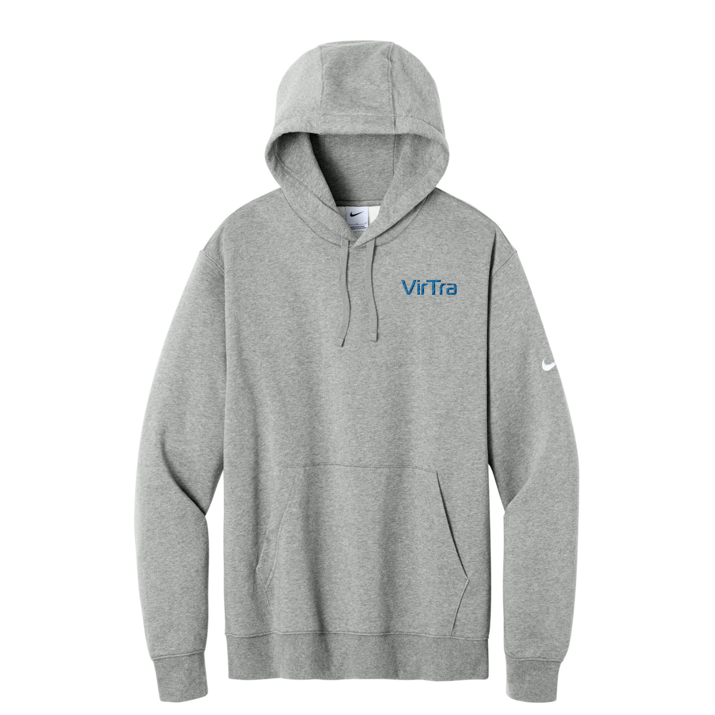 Nike Club Fleece Sleeve Swoosh Pullover Hoodie — Dark Grey Heather