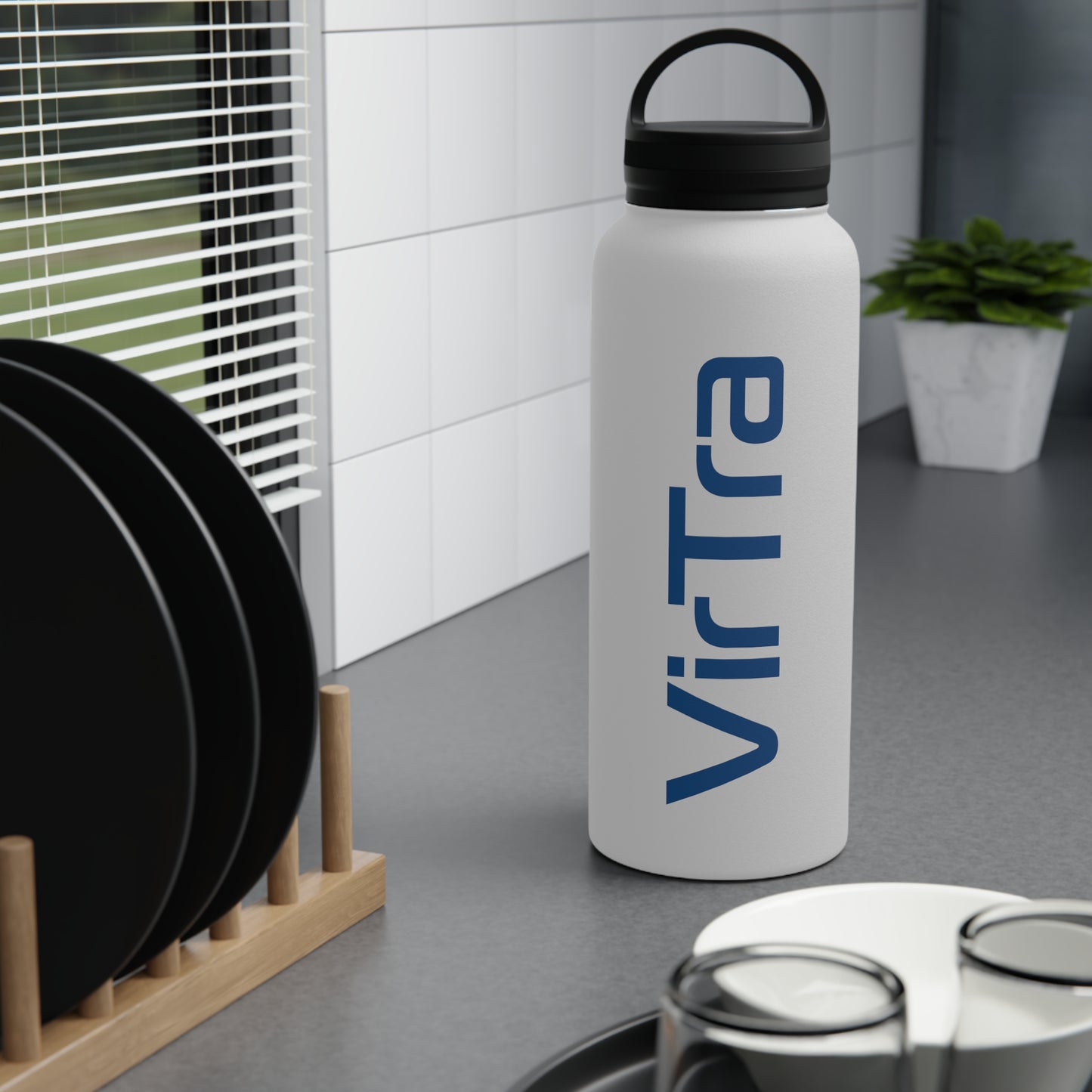 Stainless Steel Water Bottle, Handle Lid