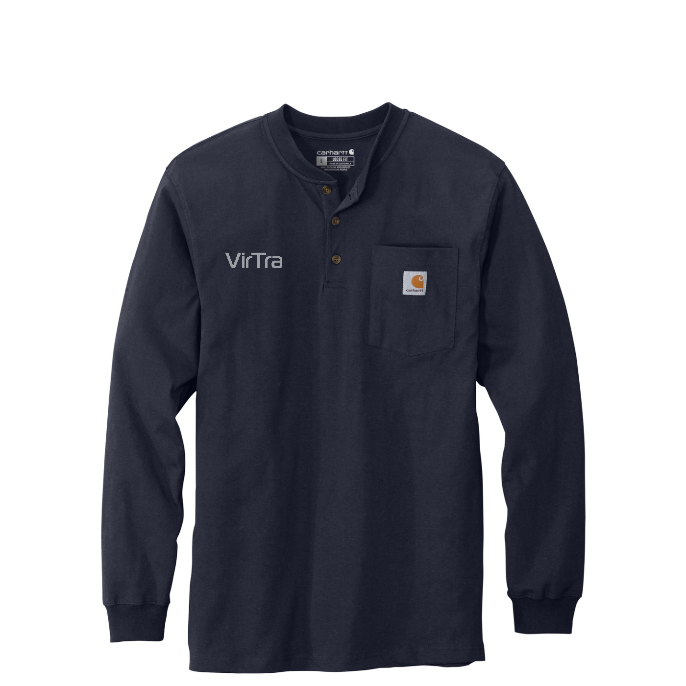 Carhartt Long Sleeve Henley T-Shirt — Navy
