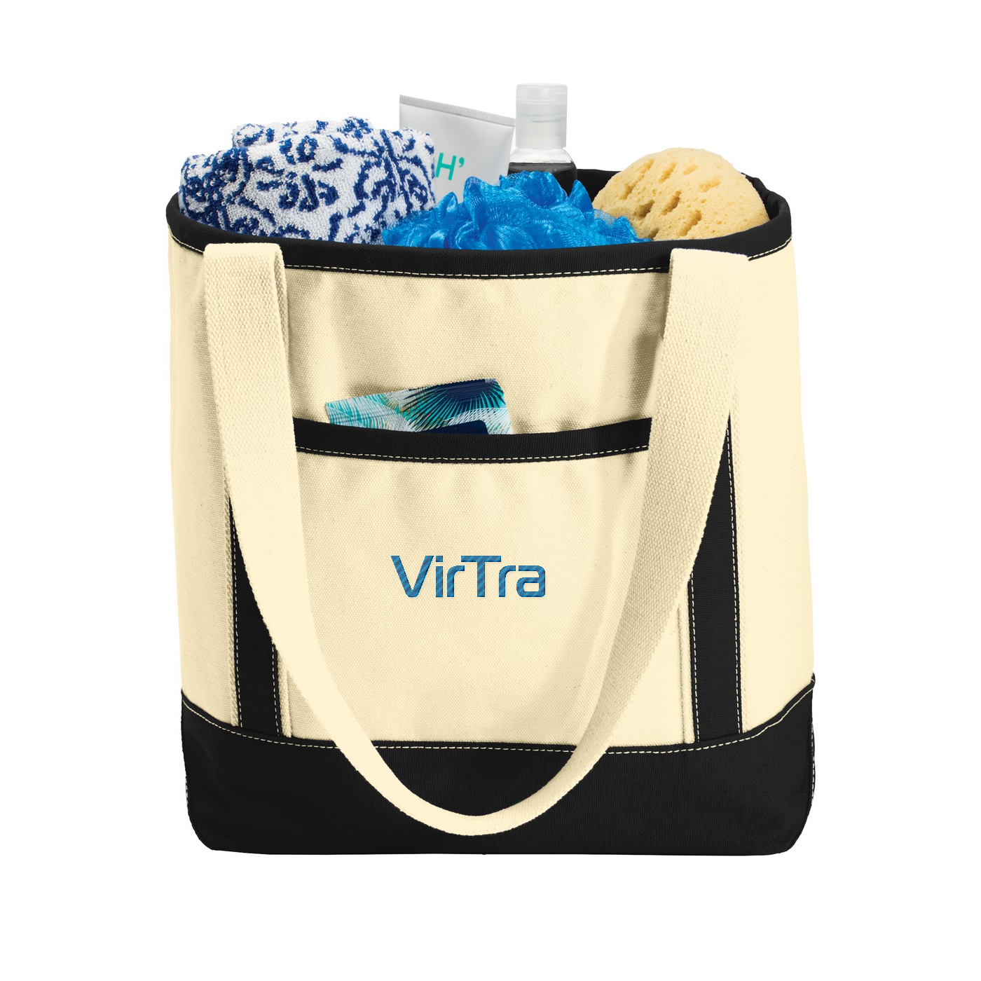 Port Authority Medium Cotton Canvas Tote — Natural/ Black
