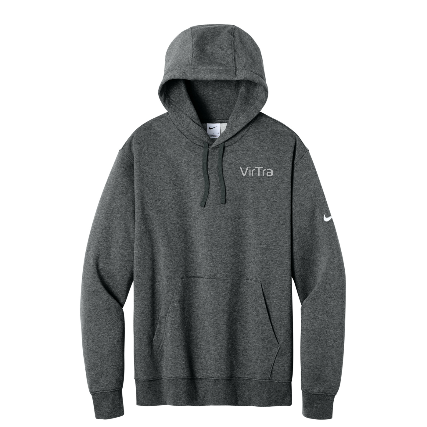 Nike Club Fleece Sleeve Swoosh Pullover Hoodie — Charcoal Heather