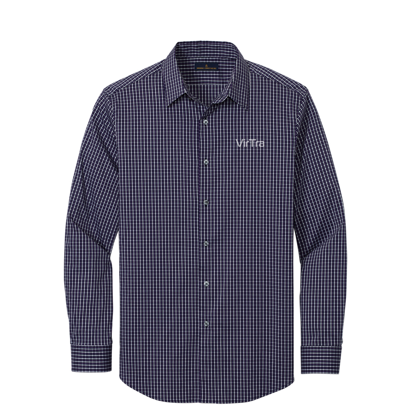 Brooks Brothers Tech Stretch Patterned Shirt — Navy Blazer Multi Check