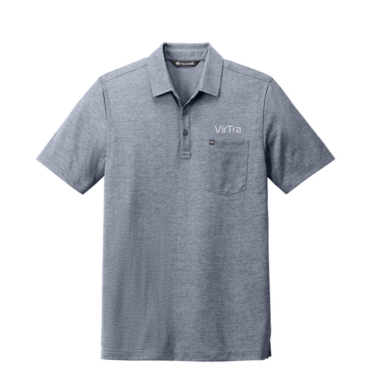 TravisMathew Oceanside Heather Pocket Polo — Blue Nights Heather